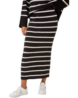 Roman Stripe Knit Maxi Skirt - Black