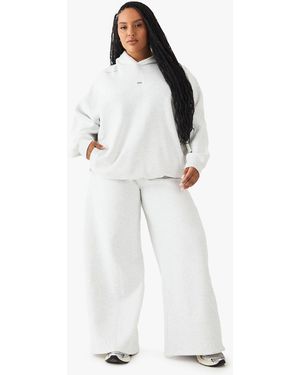 DSGN Studio Plus Tie Waist Wide Leg Jogger - White
