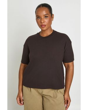Boohoo Plus Waffle Boxy T-Shirt - Grey