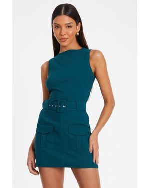 Quiz Round Neck Skort Playsuit Material_Polyester - Blue