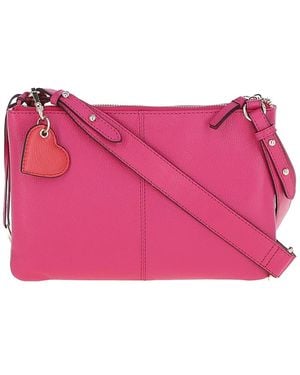 Ashwood Leather 'Squisita' Two Sections Real Shoulder Bag - Pink