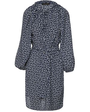 Conquista Belted Print Dress With Pockets - Blue