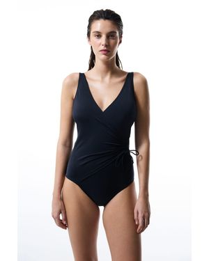 Penti Knitted Wrap One-Piece Swimsuit - Blue