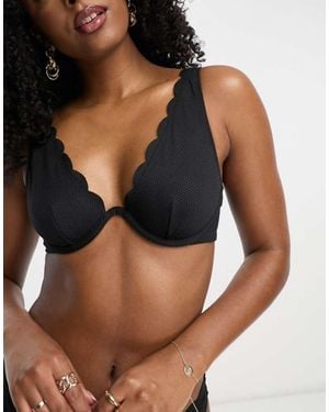 Hunkemöller Hunkemoller Scallop Underwire High Apex Bikini Top - Blue