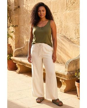 Roman Curve Linen Mix Trousers - Natural