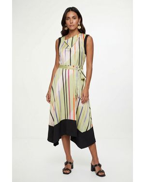 Wallis Satin Stripe Contrast Midi Dress - White