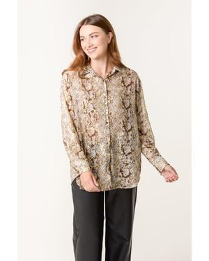 Blue Vanilla Snake Print Long Sleeve Shirt - Natural