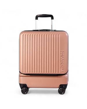 Infinity Leather Durable Easyjet Ryanair 39 X 26 X 51.5 Cm Front Open Cabin Luggage Travel Suitcase Abs - Pink