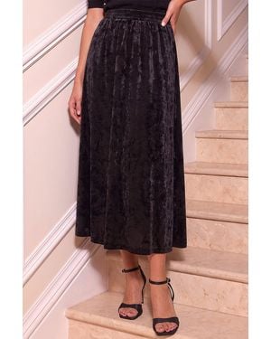 Roman Crushed Velvet Skirt - Black