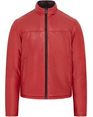 Infinity Leather Reversible Bomber Jacket - Red