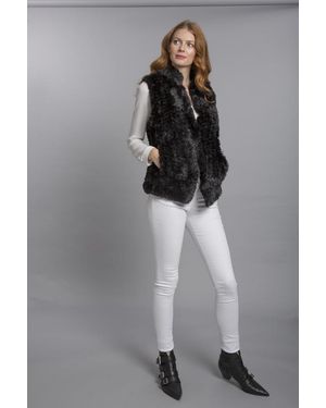 Jayley Hand Knitted Faux Fur Gilet - Grey