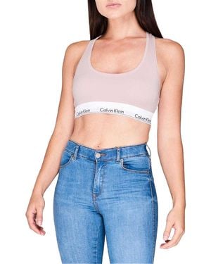 Calvin Klein Logo Katoenmix Bralette - Blauw