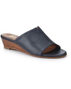 Jones Bootmaker Jocelyn Leather Wedge-Heel Mules - Blue