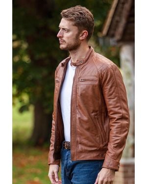 Ashwood Leather 'Bronx' Real Biker Jacket - Brown