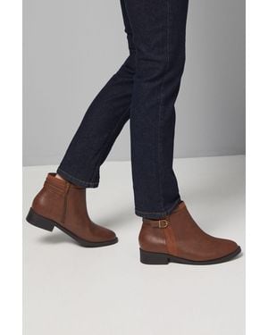 Good for the Sole Wide Fit Mia Mixed Material Low Heel Ankle Boots - Blue