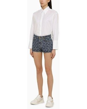 Valentino Garavani Toile Iconographe Denim Shorts - Grey