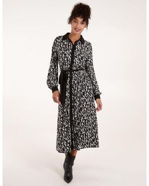 Blue Vanilla Contrast Midi Shirt Belted Dress - Multicolour