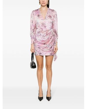 IRO Floral Print Silk Short Dress - Pink