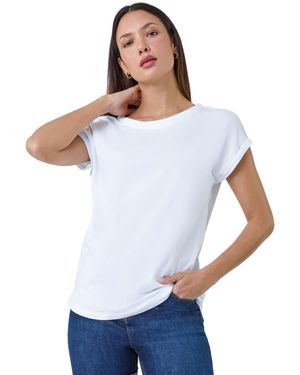 Roman Plain Stretch Cotton Jersey T-Shirt - White