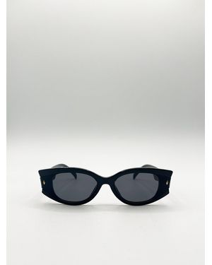 SVNX Oval Rectangular Vintage Sunglasses - Black