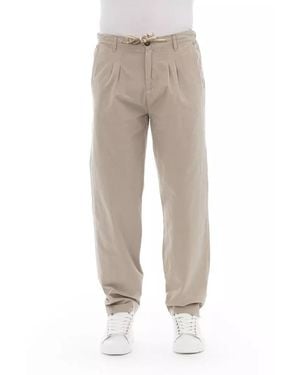 Baldinini Casual Pleated Cotton Trousers - Natural