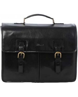Ashwood Leather 'Gareth' Triple Gusset Heavy Duty Real Briefcase - Black