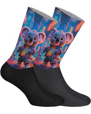 Jenes Socks Funny Printed Long For And - Blue