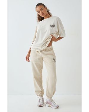 DSGN Studio Sports Bubble Slogan Cuffed Oversized Jogger - Natural