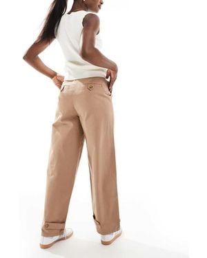 ASOS Barrel Trousers With Tab Detail - Natural