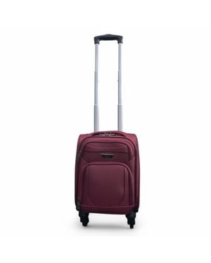 Infinity Leather Soft Shell Lightweight Nylon 4 Wheel Underseat Cabin Case Holiday Suitcase - Purple
