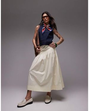 TOPSHOP Pintuck Poplin Full Skirt - Grey