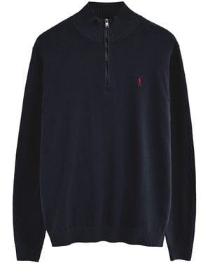 POLO CLUB Zipped-Neck Jumper With Rigby Go Logo Cotton - Blue