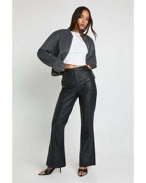 Boohoo Faux Leather Flare Trouser - Black