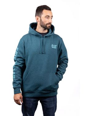 Caterpillar Trademark Banner Cotton Hooded Sweatshirt - Blue