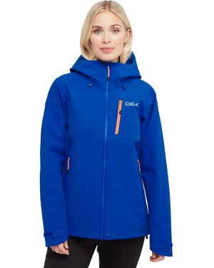 OEX Fortitude Waterproof & Breathable Jacket With Adjustable Hood, Hiking Raincoat - Blue