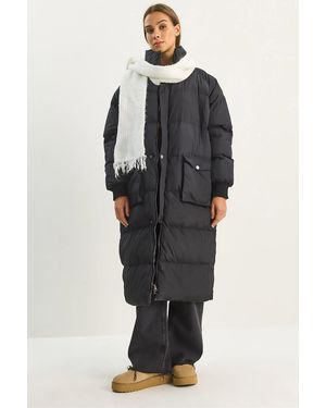 Bianco Lucci Oversize Long Puffer Coat - Black