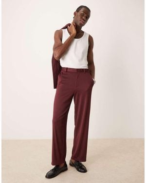ASOS Wide Leg Suit Trousers - Red