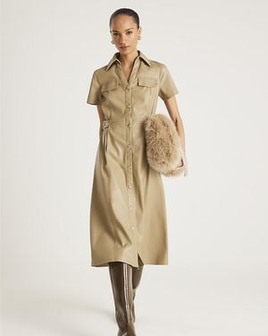 River Island Midi Shirt Dress Faux Leather - Natural