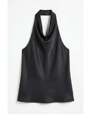 Hiccup Satin Halter Top - Black