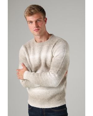 Kensington Eastside Colour Block Ombre Crew Neck Jumper With Wool - Grey