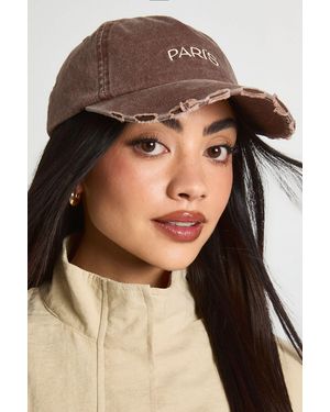 Boohoo Distressed Cap - Brown