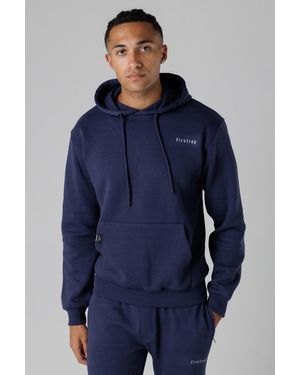Firetrap Dark Cotton Rich Brushed Fleece Hoody With Kangaroo Pocket - Blue
