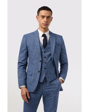 Antique Rogue Single Breasted Long Sleeve Two Button Slim Fit Suit Jacket - Blue