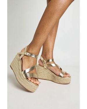 Boohoo Asymmetric Espadrille Wedges - Metallic