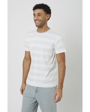 Brave Soul Contrast Crew Neck Stripe T-Shirt - White