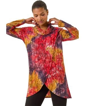 Roman Textured Burnout Cowl Neck Top
