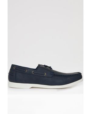 Threadbare Faux Suede Boat Shoes - Blue