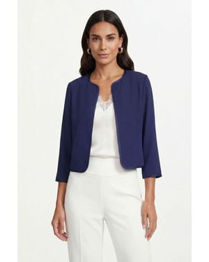Wallis Woven Contrast Collarless Jacket - Blue