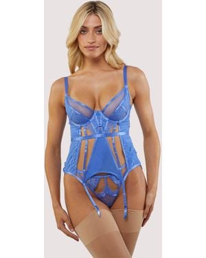 Wolf & Whistle Claire Caged Lace Basque - Blue