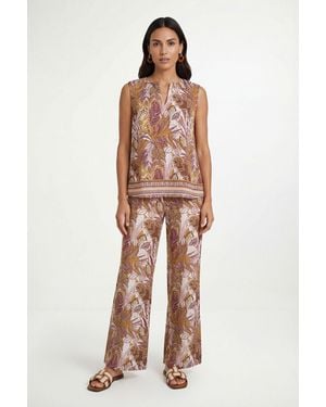 Wallis Tropical Print Wide Leg Trouser - Brown
